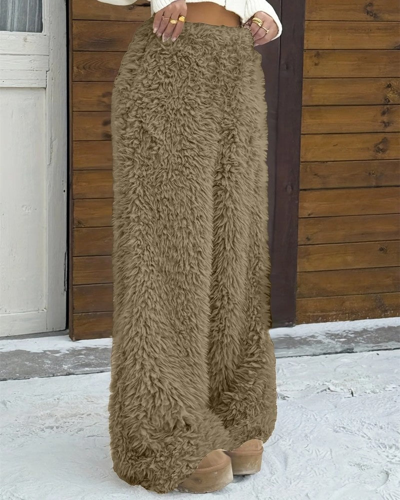 Lucia Women's Fuzzy Wide-Leg Lounge Pants