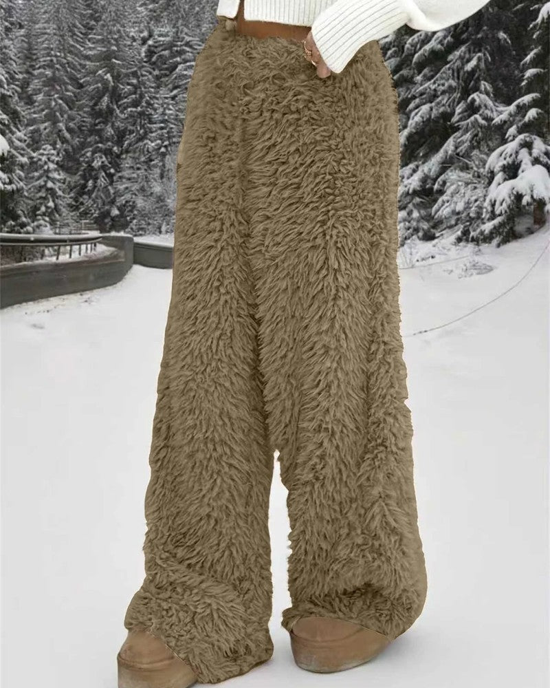 Lucia Women's Fuzzy Wide-Leg Lounge Pants