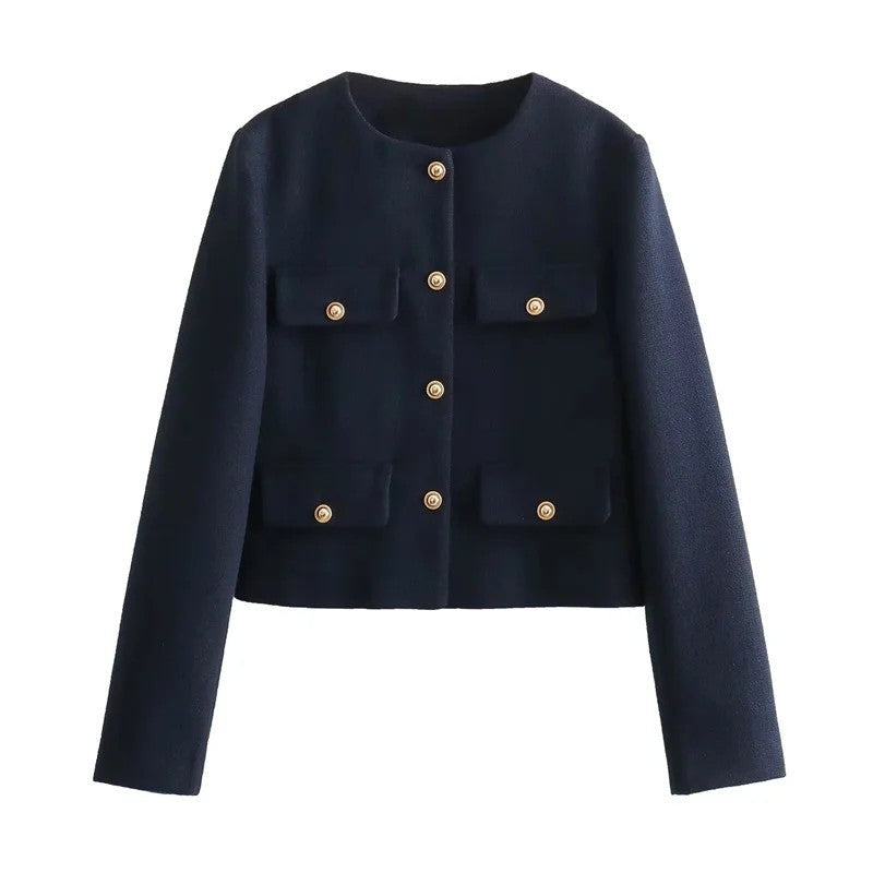 Lunari Cropped Button-Up Pocket Jacket