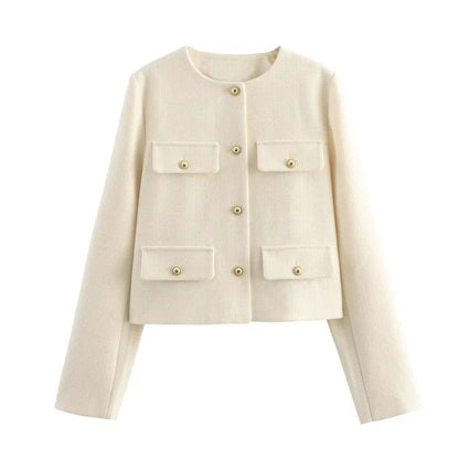 Lunari Cropped Button-Up Pocket Jacket