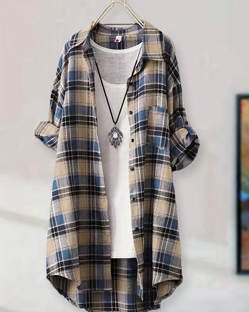 Lunari Relaxed Plaid Button-Up Shirt