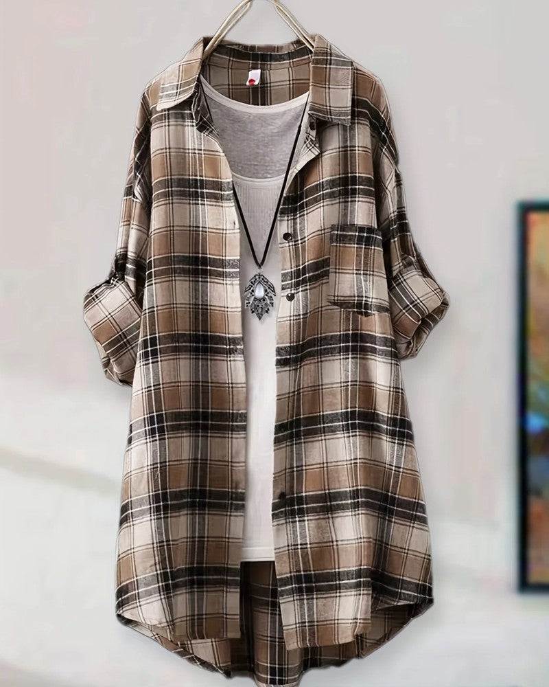 Lunari Relaxed Plaid Button-Up Shirt