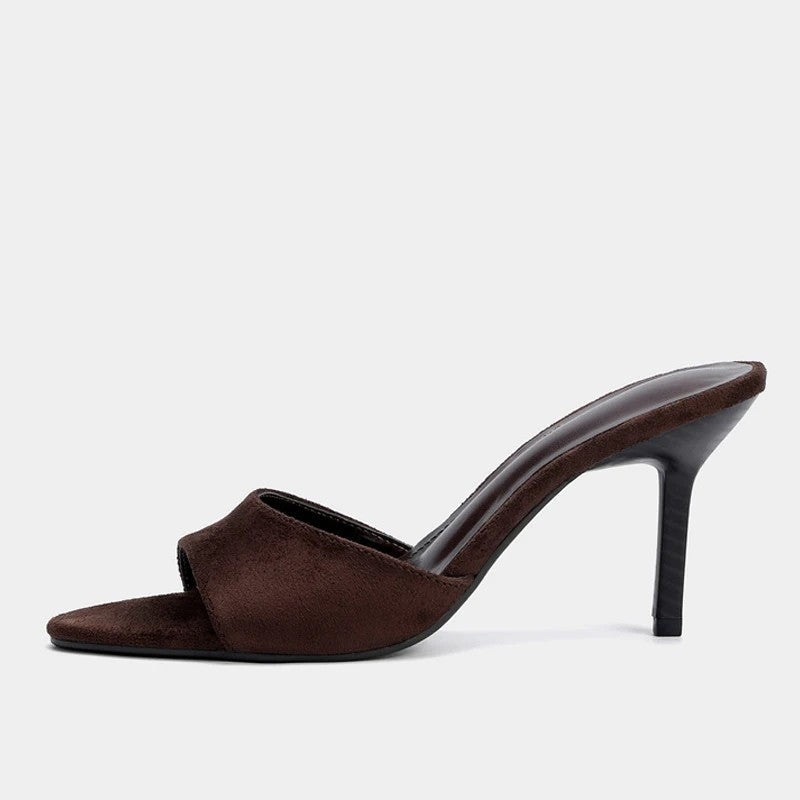 Lunelle Sculpted Open-Toe Heeled Mule