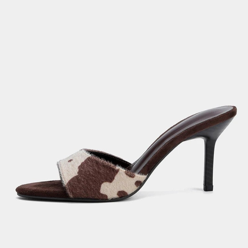 Lunelle Sculpted Open-Toe Heeled Mule