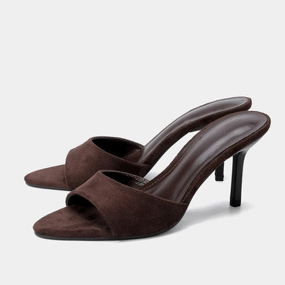 Lunelle Sculpted Open-Toe Heeled Mule