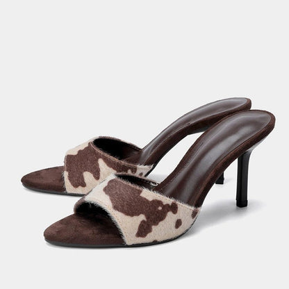 Lunelle Sculpted Open-Toe Heeled Mule