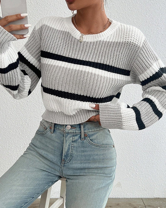 Lunero Relaxed Stripe Knit Sweater