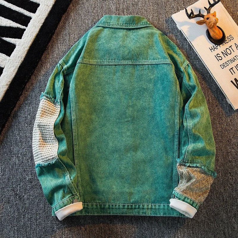 Marav Patchwork Textured Denim Jacket
