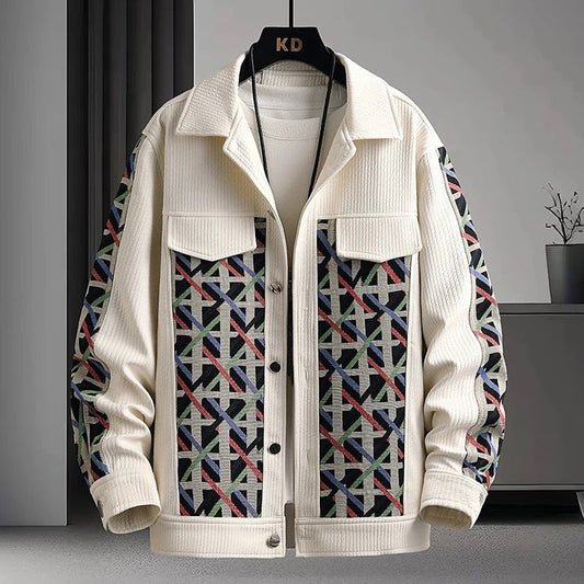 Marceline Geometric Panel Button-Up Jacket