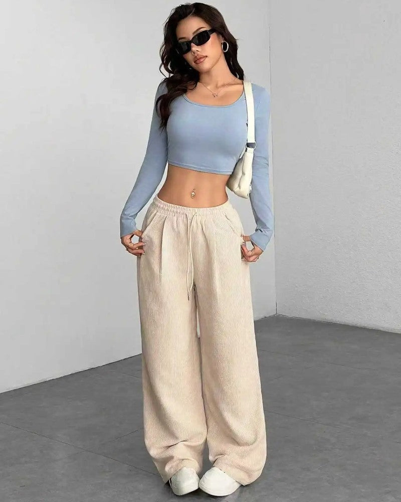 Marie Women's Relaxed Corduroy Wide-Leg Pants