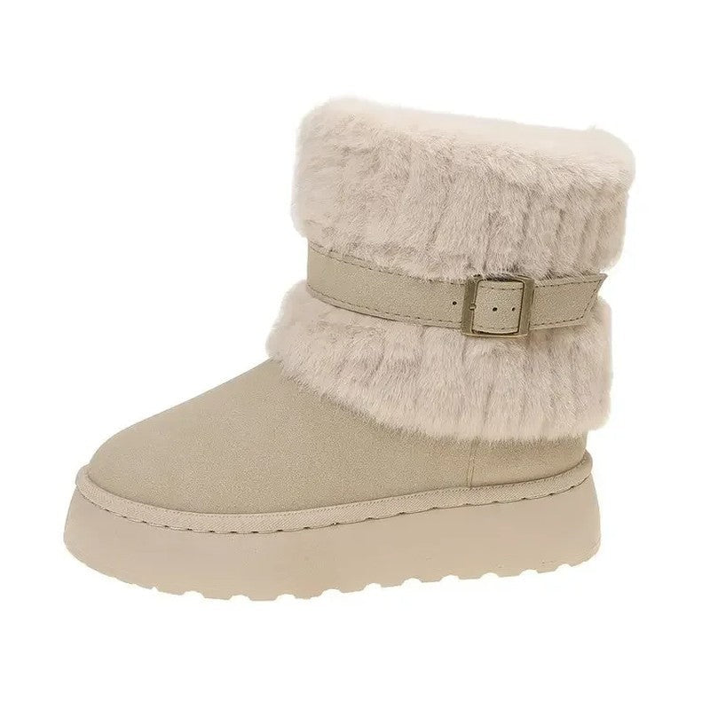 Marienne Faux Fur Buckle Ankle Boots