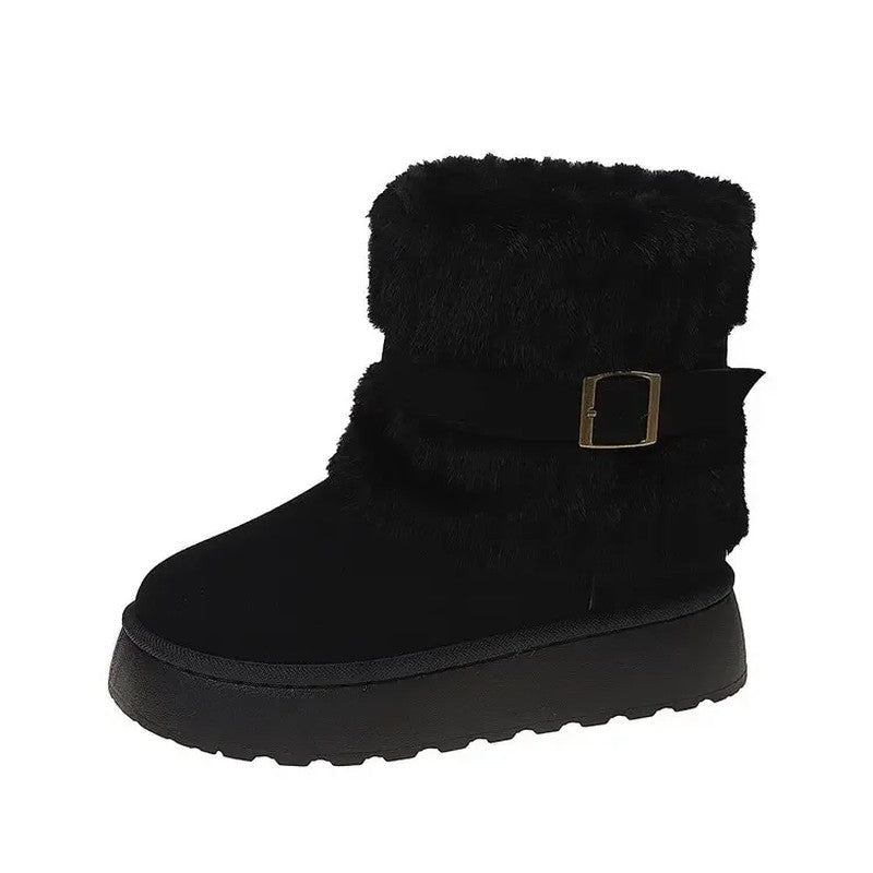 Marienne Faux Fur Buckle Ankle Boots