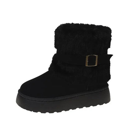 Marienne Faux Fur Buckle Ankle Boots