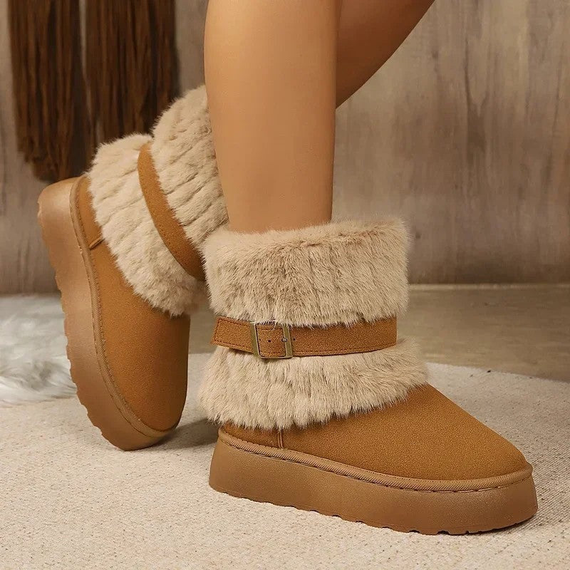 Marienne Faux Fur Buckle Ankle Boots
