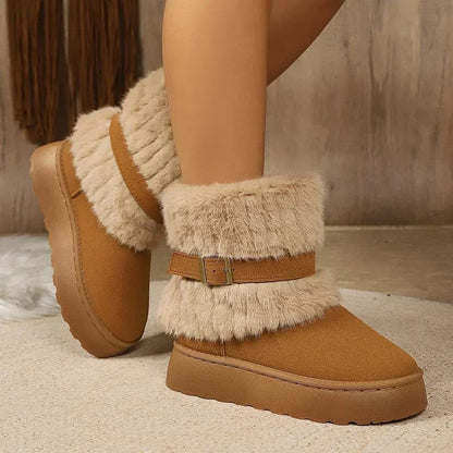 Marienne Faux Fur Buckle Ankle Boots