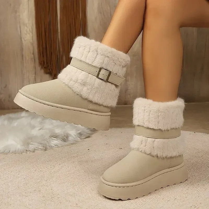 Marienne Faux Fur Buckle Ankle Boots