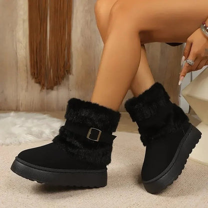 Marienne Faux Fur Buckle Ankle Boots