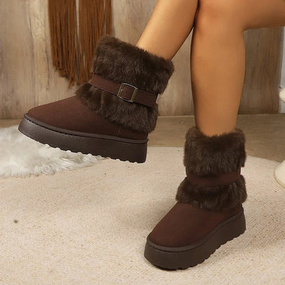 Marienne Faux Fur Buckle Ankle Boots
