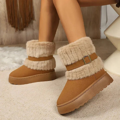 Marienne Faux Fur Buckle Ankle Boots