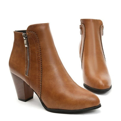 Marisse Block Heel Zip Ankle Boots