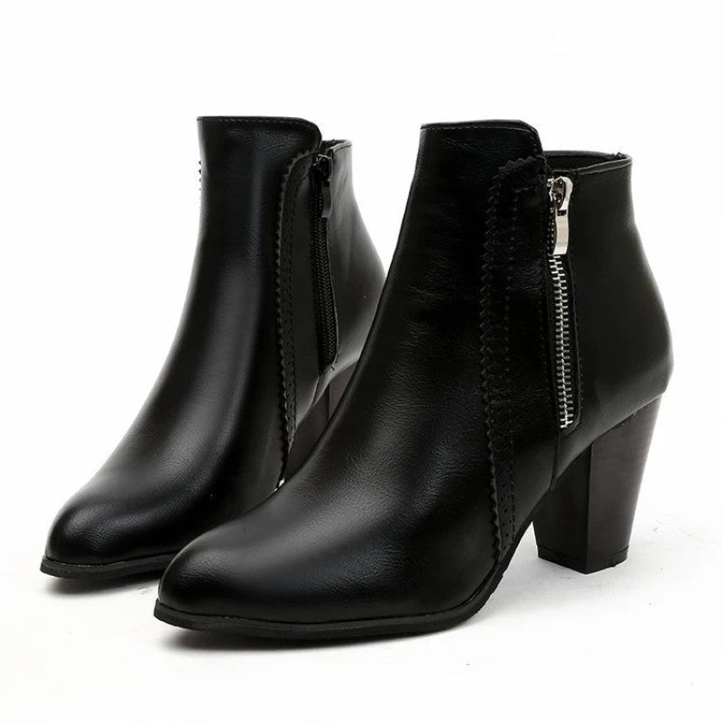 Marisse Block Heel Zip Ankle Boots