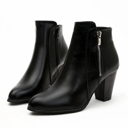 Marisse Block Heel Zip Ankle Boots