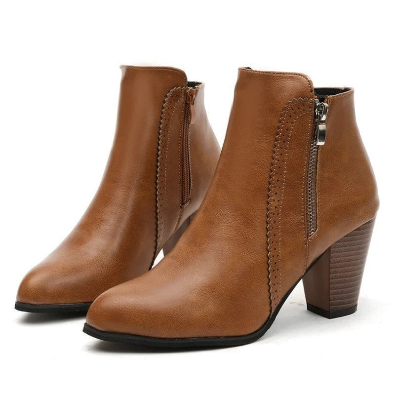 Marisse Block Heel Zip Ankle Boots