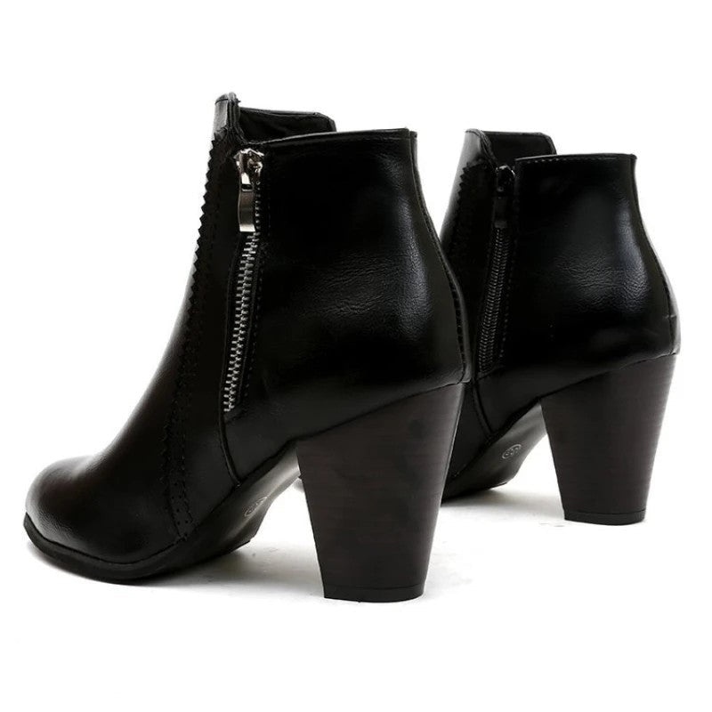 Marisse Block Heel Zip Ankle Boots