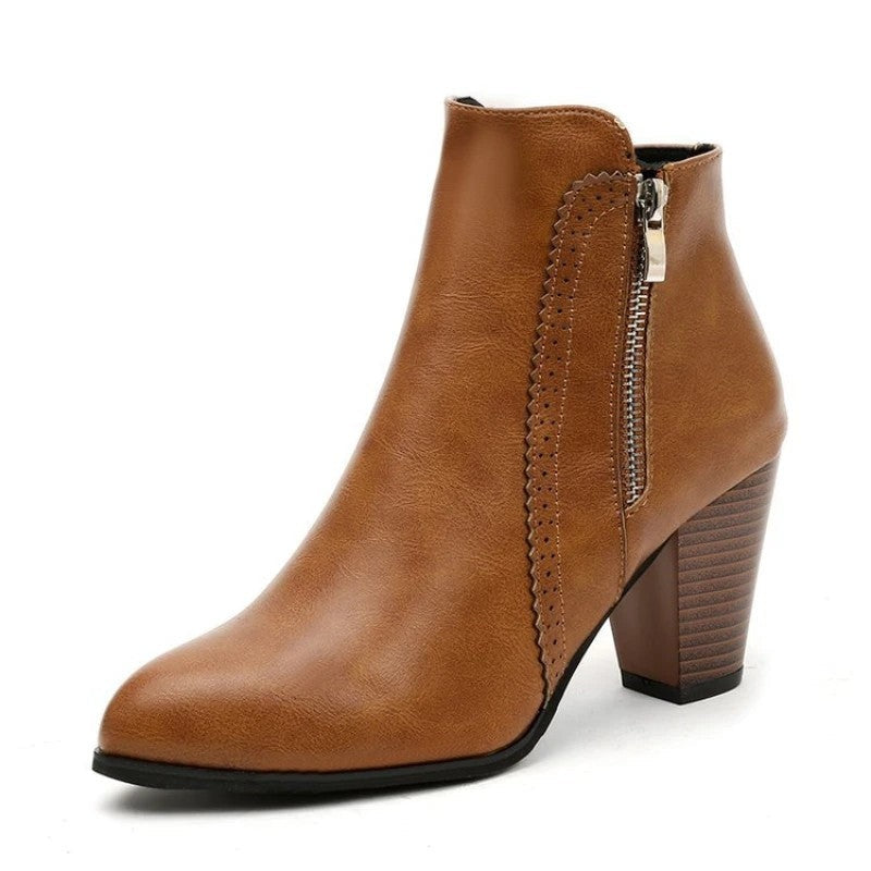 Marisse Block Heel Zip Ankle Boots