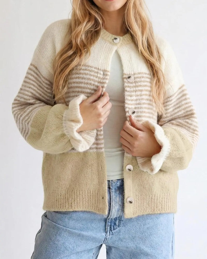 Marivelle Relaxed Striped Knit Cardigan