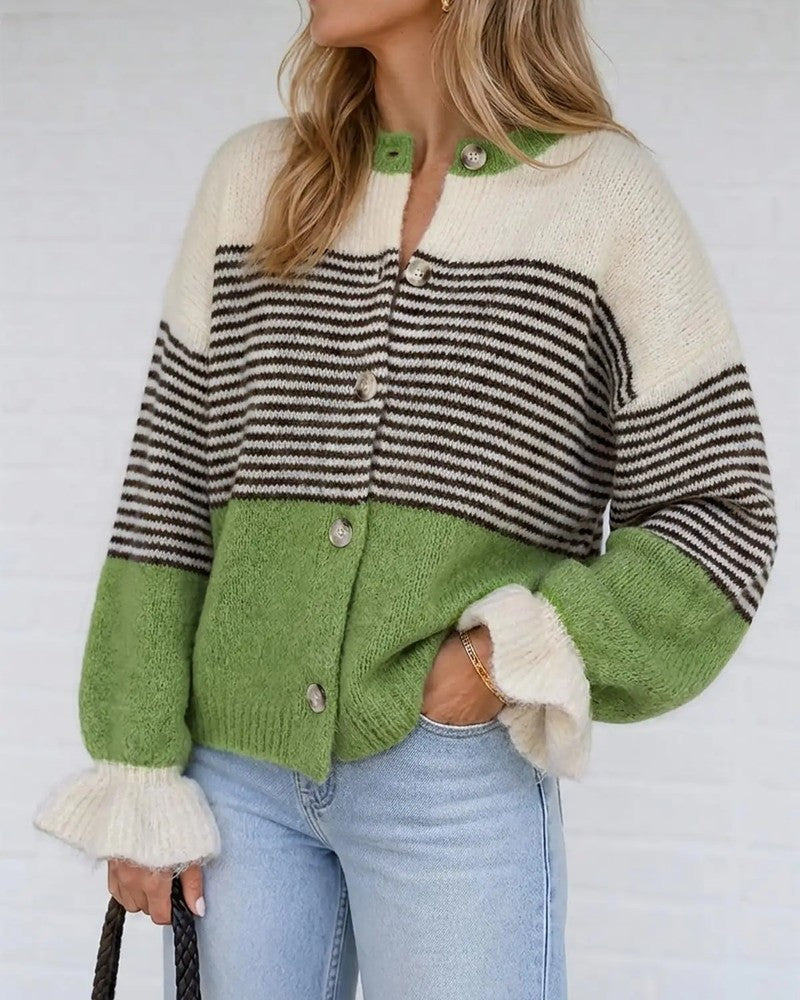 Marivelle Relaxed Striped Knit Cardigan