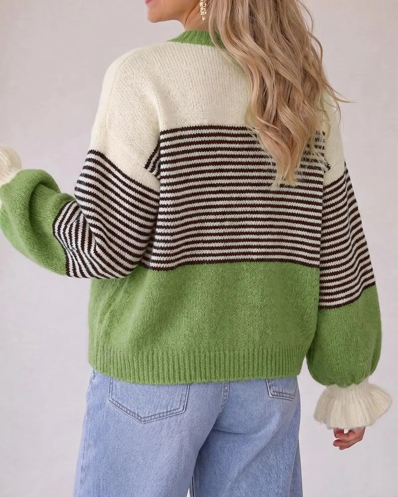 Marivelle Relaxed Striped Knit Cardigan
