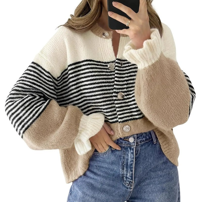Marivelle Relaxed Striped Knit Cardigan