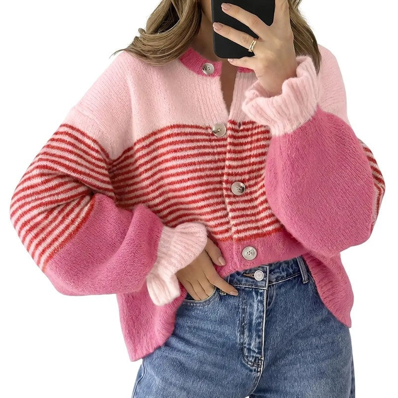 Marivelle Relaxed Striped Knit Cardigan