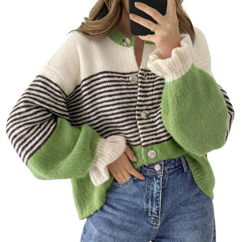 Marivelle Relaxed Striped Knit Cardigan