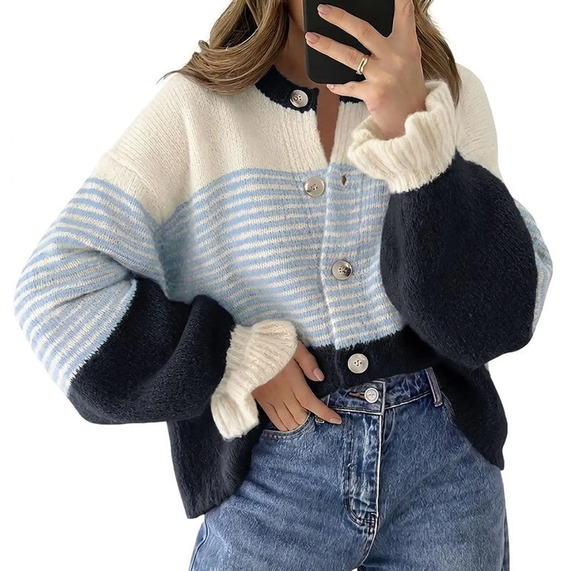 Marivelle Relaxed Striped Knit Cardigan