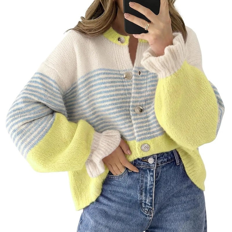 Marivelle Relaxed Striped Knit Cardigan