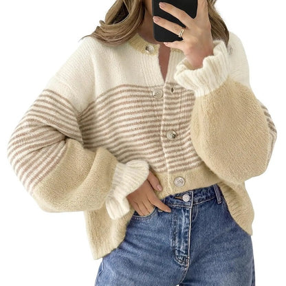 Marivelle Relaxed Striped Knit Cardigan