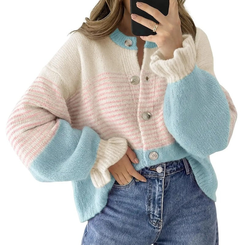 Marivelle Relaxed Striped Knit Cardigan