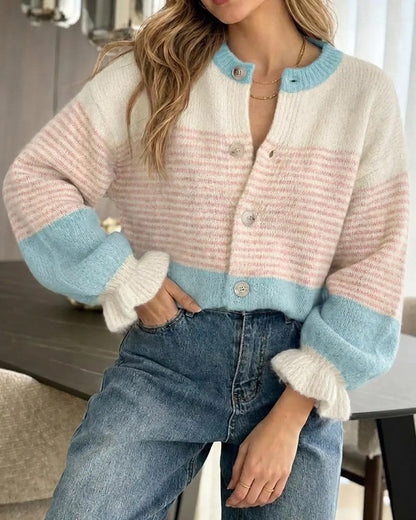 Marivelle Relaxed Striped Knit Cardigan
