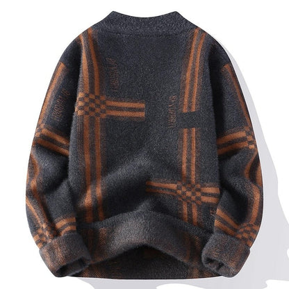 Marlowe Brushed Grid Pattern Knit Sweater