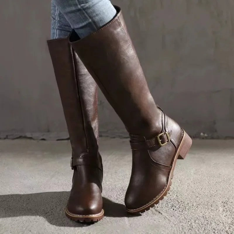 Marvina Riding Knee-High Lug Sole Boots