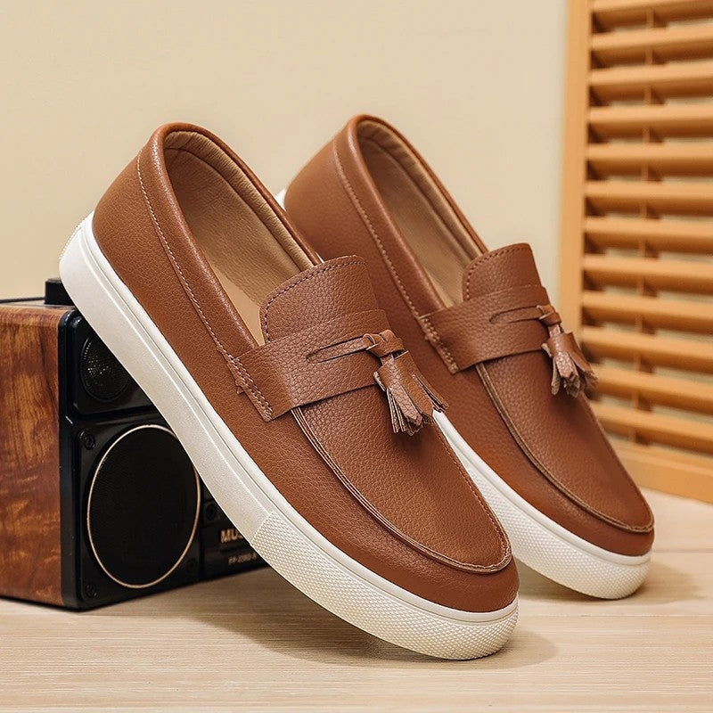 Marvion Tassel Leather Slip-On Loafers