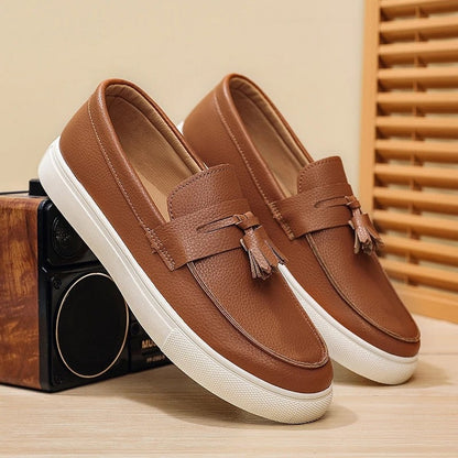 Marvion Tassel Leather Slip-On Loafers