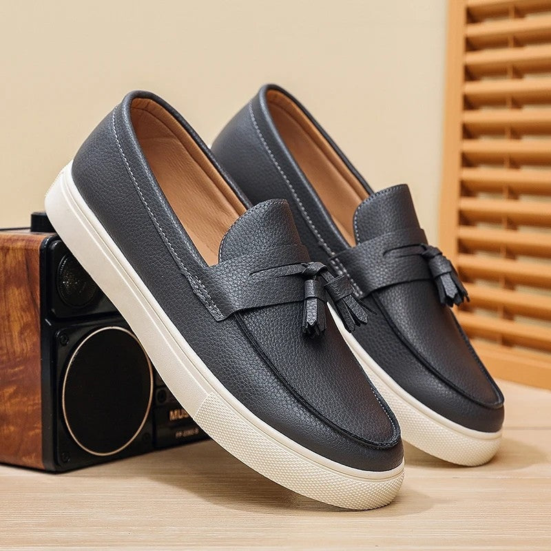 Marvion Tassel Leather Slip-On Loafers