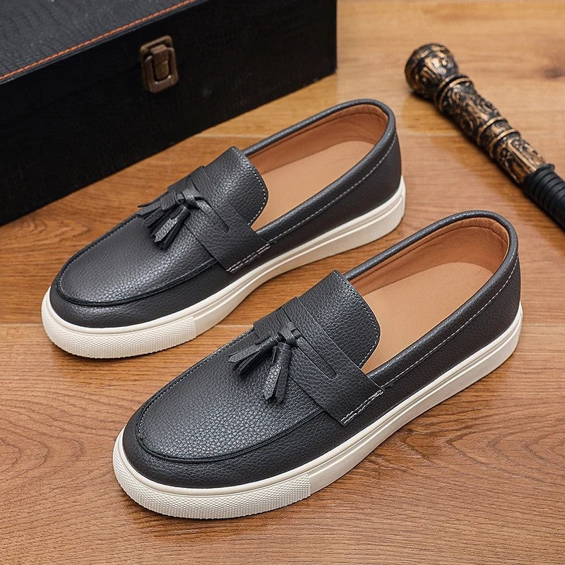 Marvion Tassel Leather Slip-On Loafers