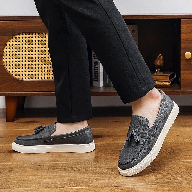 Marvion Tassel Leather Slip-On Loafers