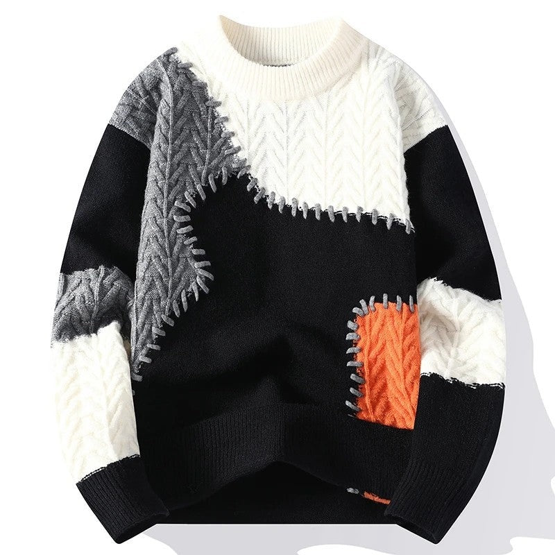 Marzano Patchwork Textured Knit Sweater