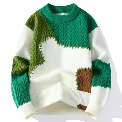 Marzano Patchwork Textured Knit Sweater