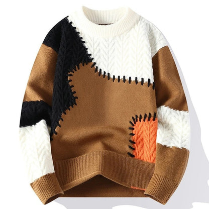 Marzano Patchwork Textured Knit Sweater